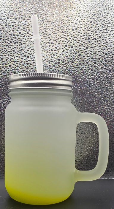 Glas Becher mit Strohhalm 350ml