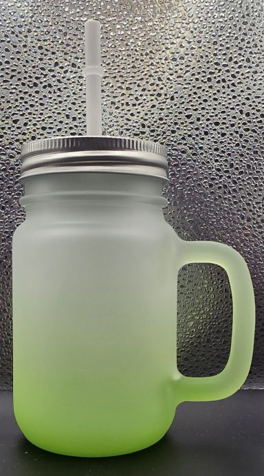 Glas Becher mit Strohhalm 350ml