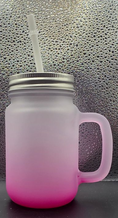 Glas Becher mit Strohhalm 350ml