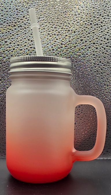 Glas Becher mit Strohhalm 350ml