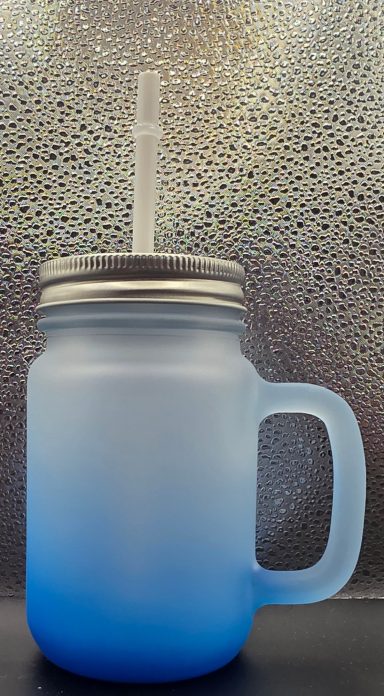 Glas Becher mit Strohhalm 350ml